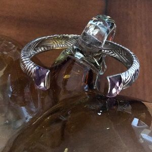 Sterling silver and amethyst cuff